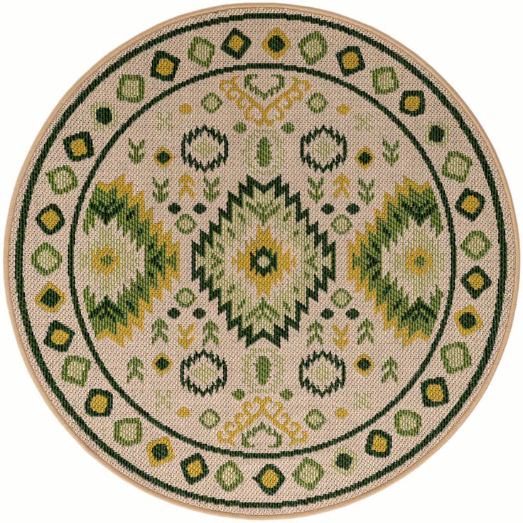 Detail image of 4' x 4' Easy-Clean Baja Indoor / Outdoor Round Rug