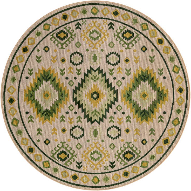 Detail image of 7' 10 x 7' 10 Easy-Clean Baja Indoor / Outdoor Round Rug