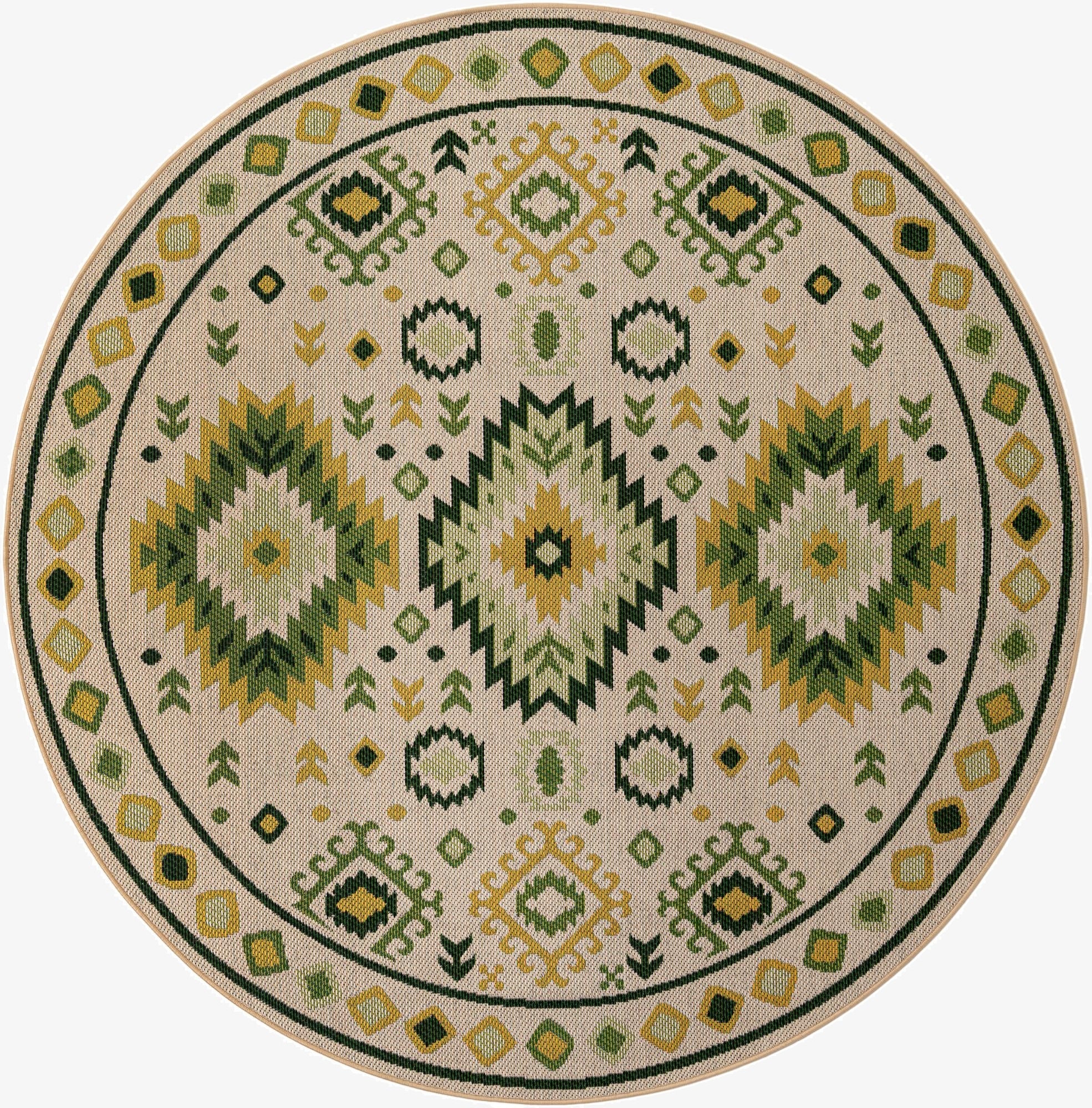 7' 10 x 7' 10  Washable Baja Indoor / Outdoor Round Rug