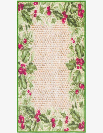 Beige and Green Easy-Clean Jill Zarin Caribbean Indoor / Outdoor Runner Rug