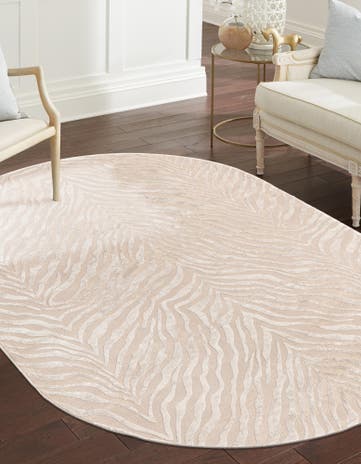 Beige and Ivory Finsbury Oval Rug
