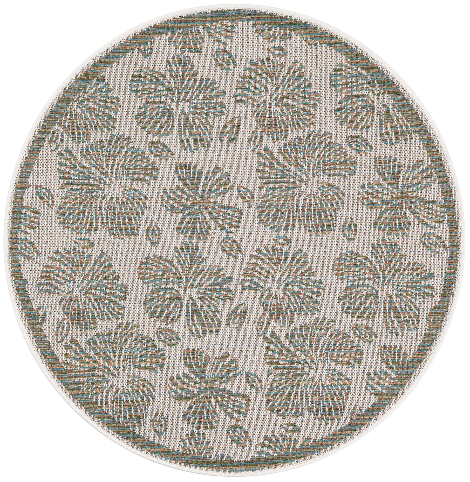 4' 1 x 4' 1 Easy-Clean Baja Indoor / Outdoor Round Rug