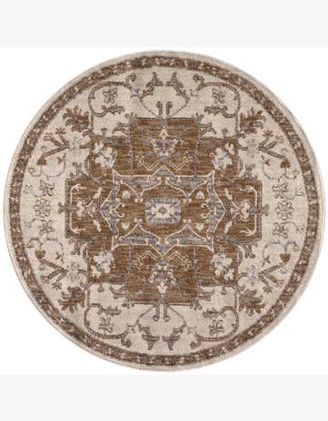 Beige and Ivory Grand Tradition Round Rug