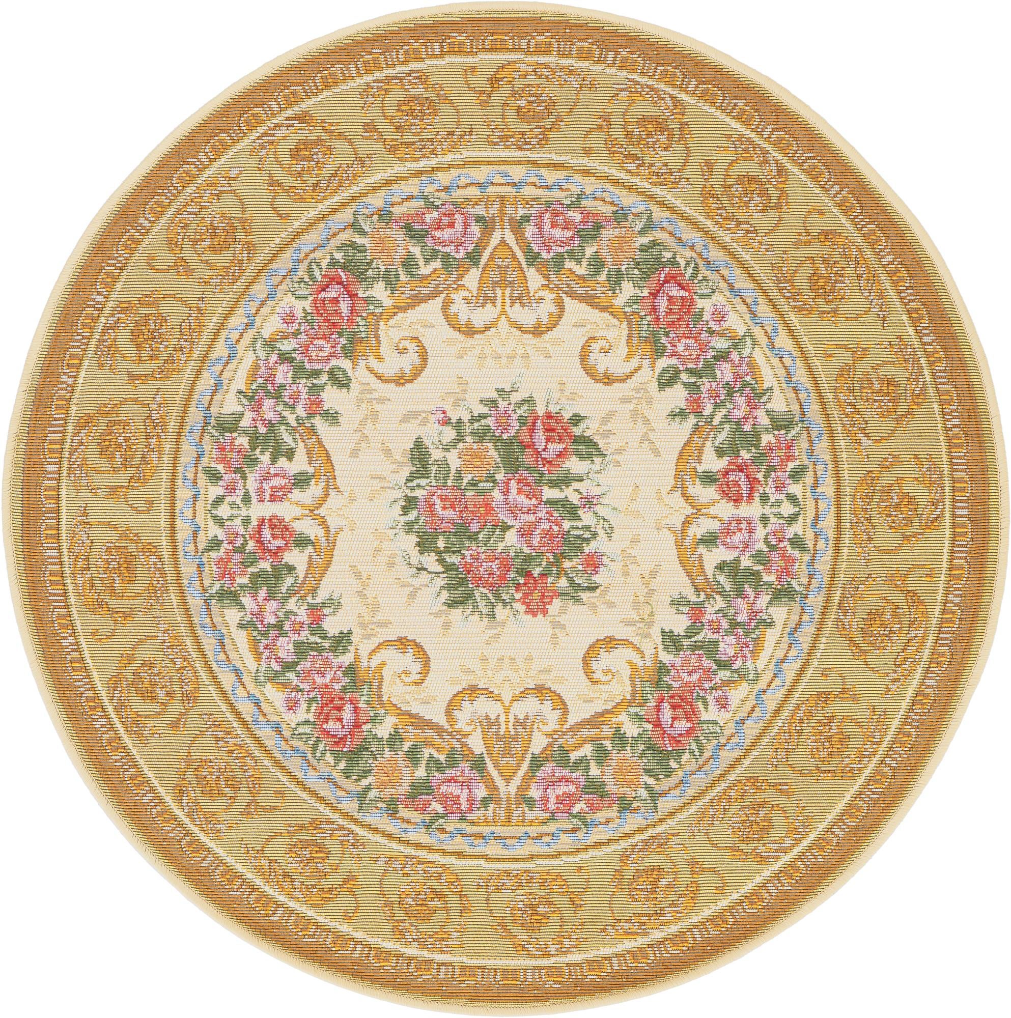 3' x 3' Easy-Clean Traditional Indoor / Outdoor Round Rug