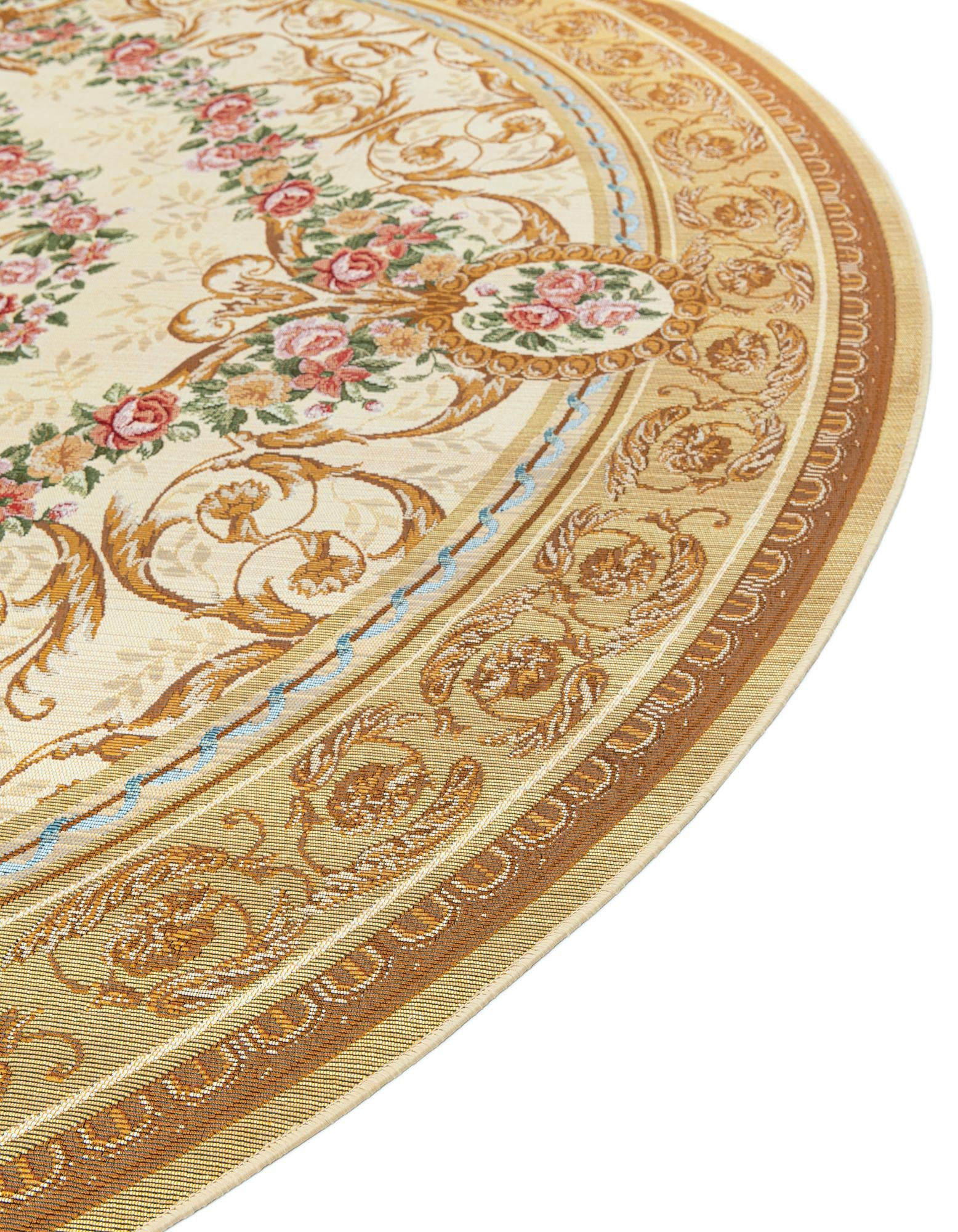 3' x 3' Easy-Clean Traditional Indoor / Outdoor Round Rug