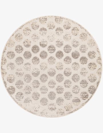 Beige and Ivory Easy-Clean Sabrina Soto Indoor / Outdoor Round Rug