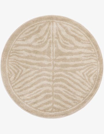 Beige and Ivory Safari Round Rug