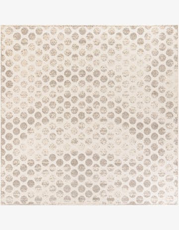 Beige and Ivory Easy-Clean Sabrina Soto Indoor / Outdoor Square Rug