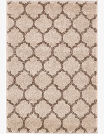 Beige and Light Brown Lattice Rug