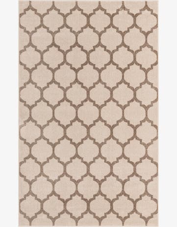 Beige and Light Brown Lattice Rug
