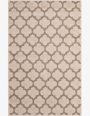Beige and Light Brown Lattice Rug