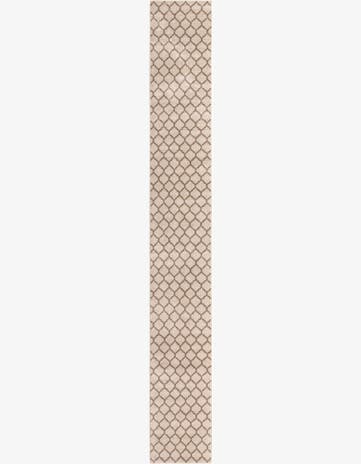 Beige and Light Brown Trellis Runner Rug