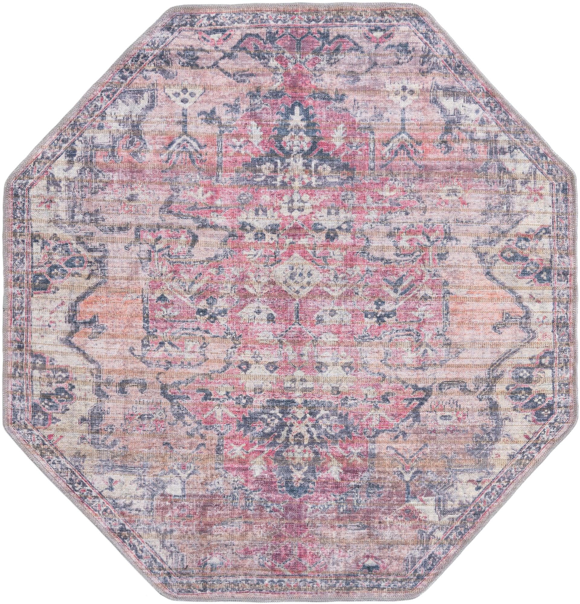 5' 3 x 5' 3 Washable Nostalgia Octagon Rug