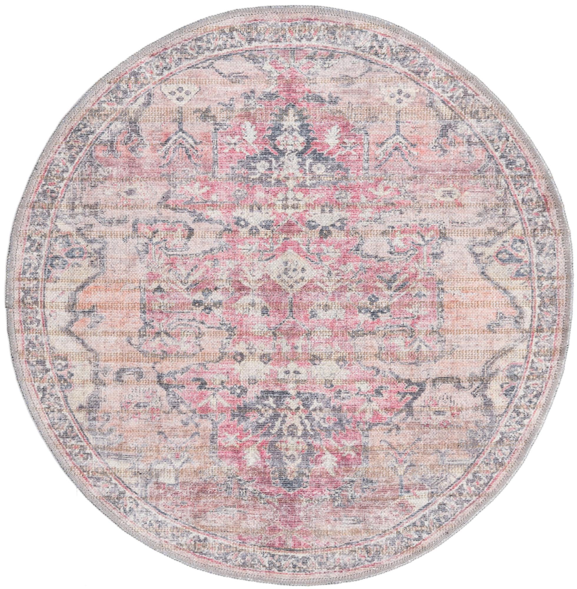 3' 3 x 3' 3 Washable Nostalgia Round Rug
