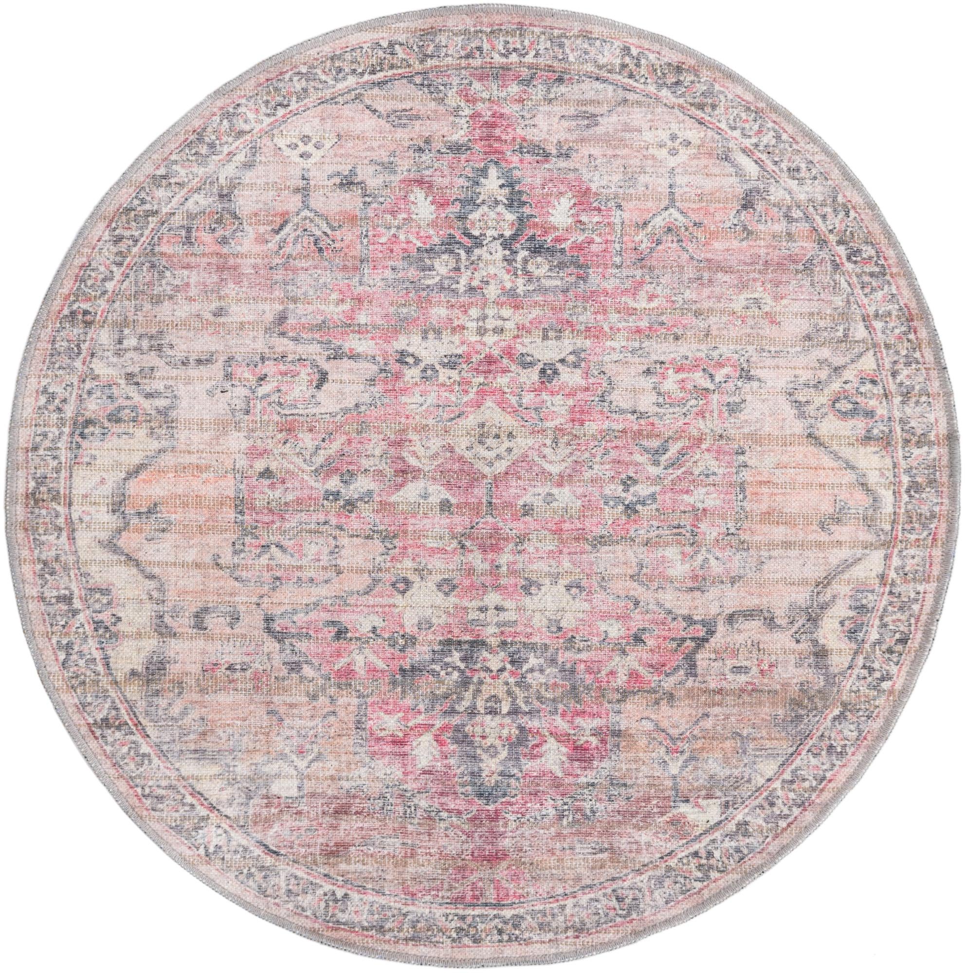 4' x 4' Washable Nostalgia Round Rug