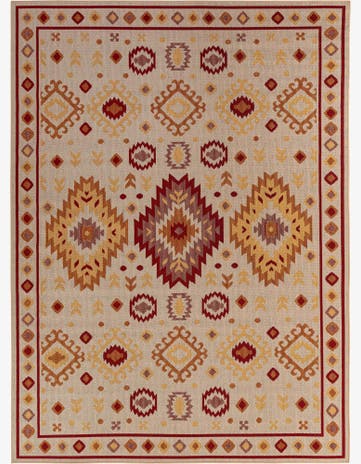 Beige and Rust Red Easy-Clean Baja Indoor / Outdoor Rug