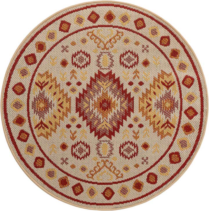 4' x 4' Easy-Clean Baja Indoor / Outdoor Round Rug