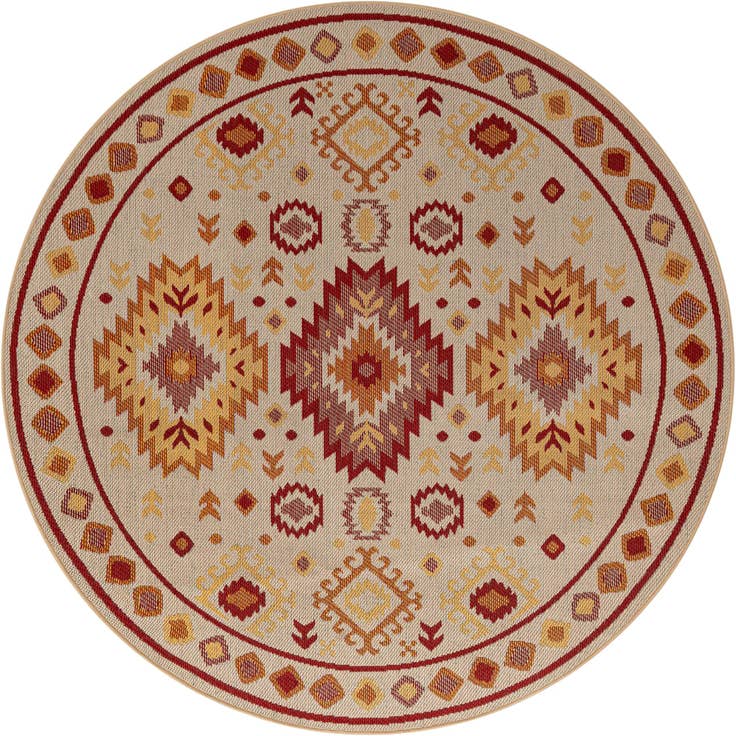 Detail image of 7' 10 x 7' 10 Easy-Clean Baja Indoor / Outdoor Round Rug
