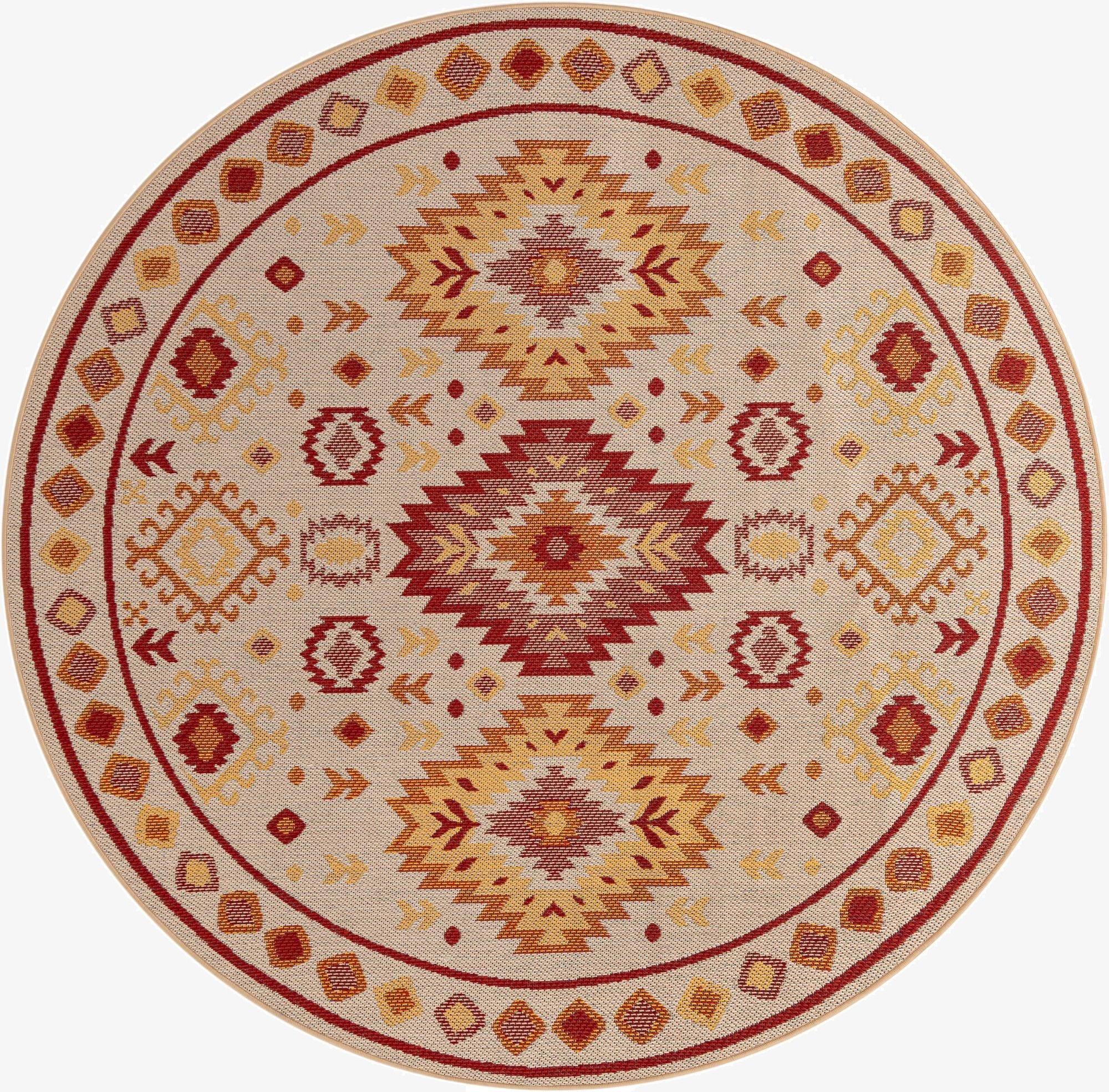 7' 10 x 7' 10  Washable Baja Indoor / Outdoor Round Rug