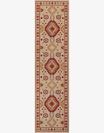 Beige and Rust Red Easy-Clean Baja Indoor / Outdoor Runner Rug
