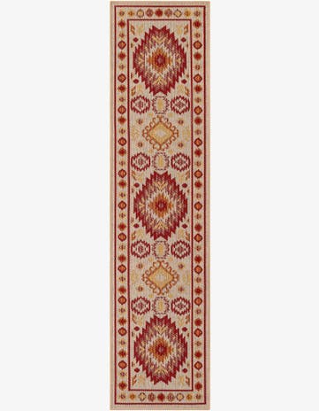 Beige and Rust Red Easy-Clean Baja Indoor / Outdoor Runner Rug