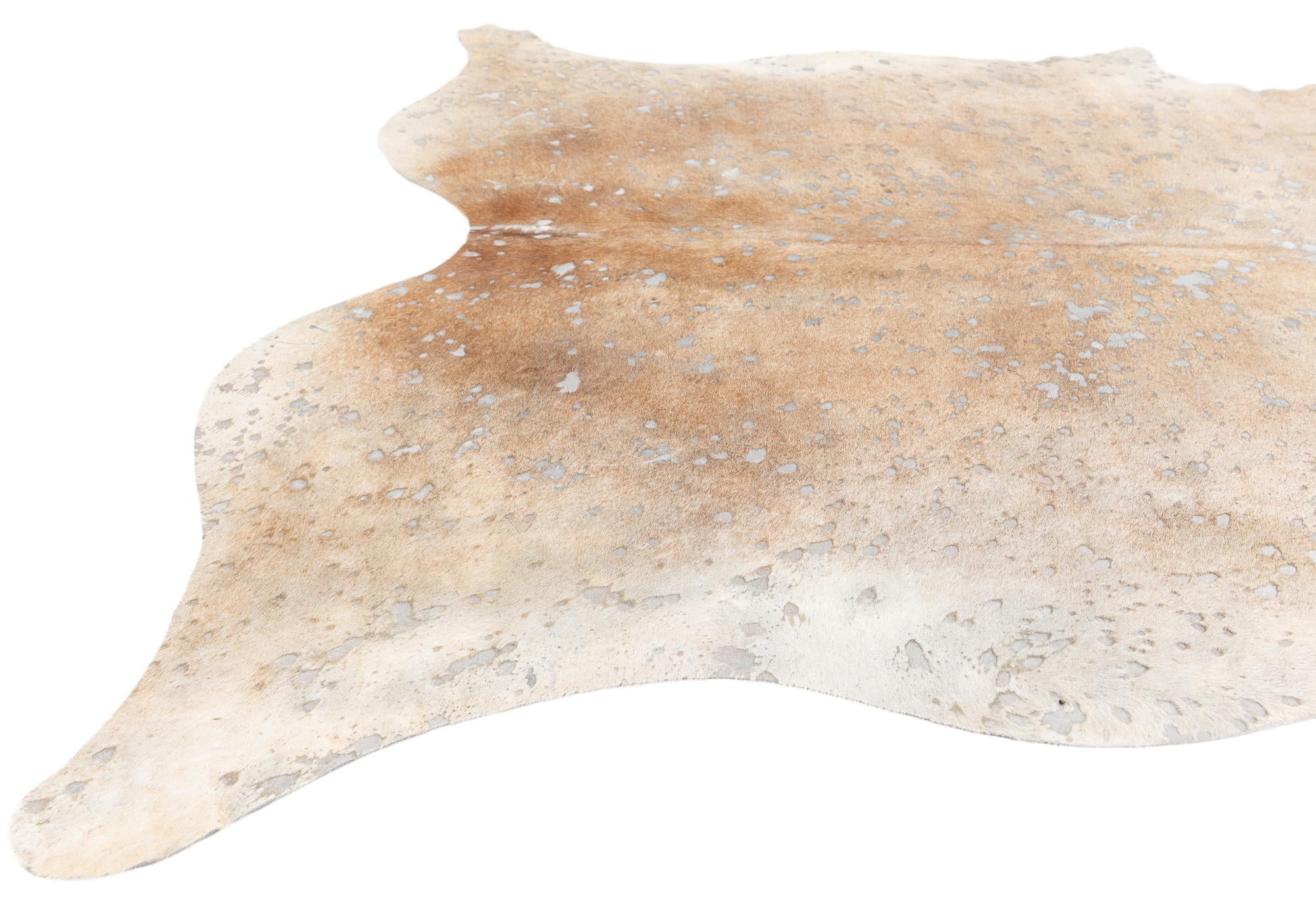 6' 2 x 7' 3 Cowhide Leather Freeform Rug