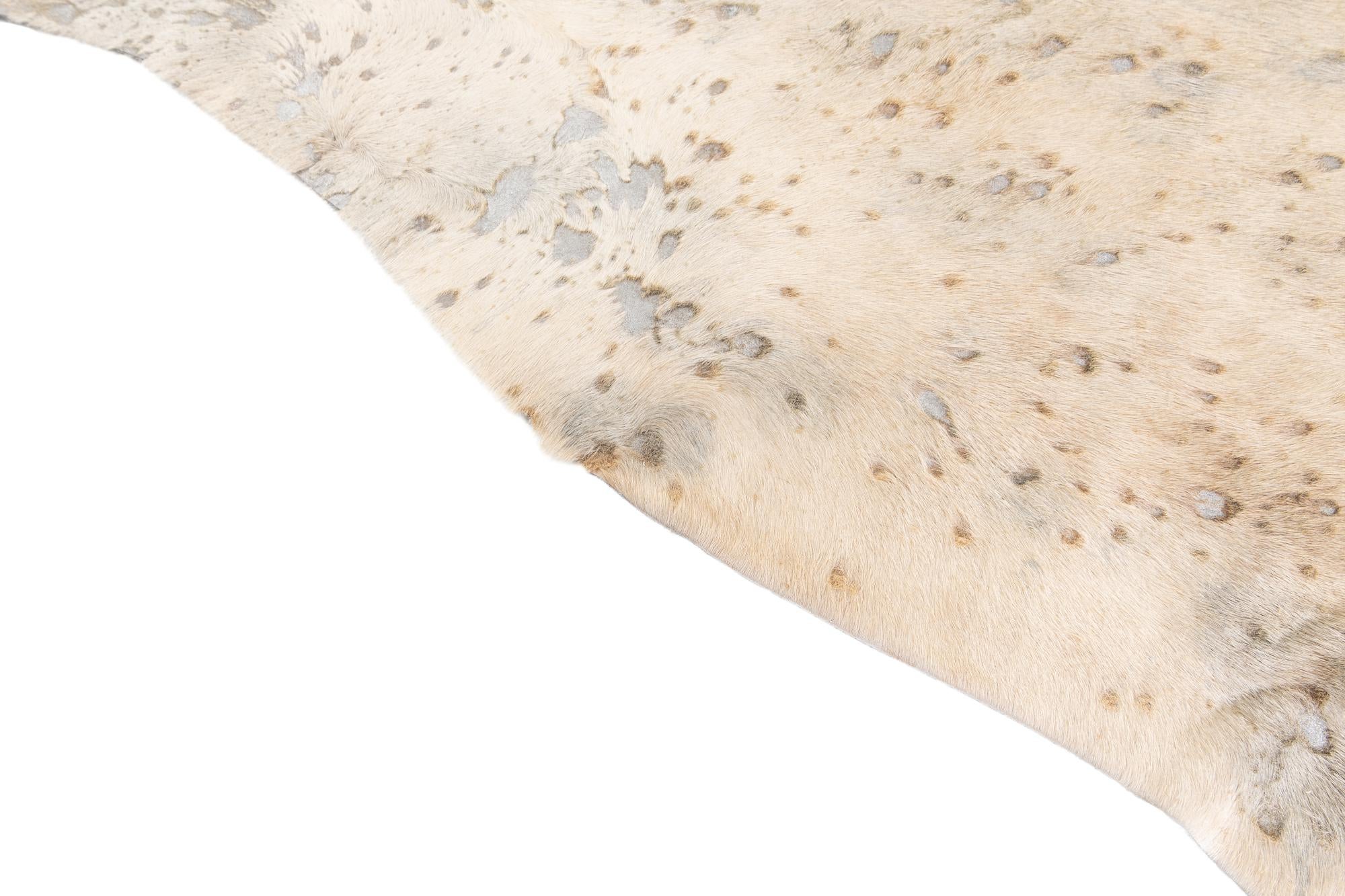 6' 3 x 7' Cowhide Leather Freeform Rug