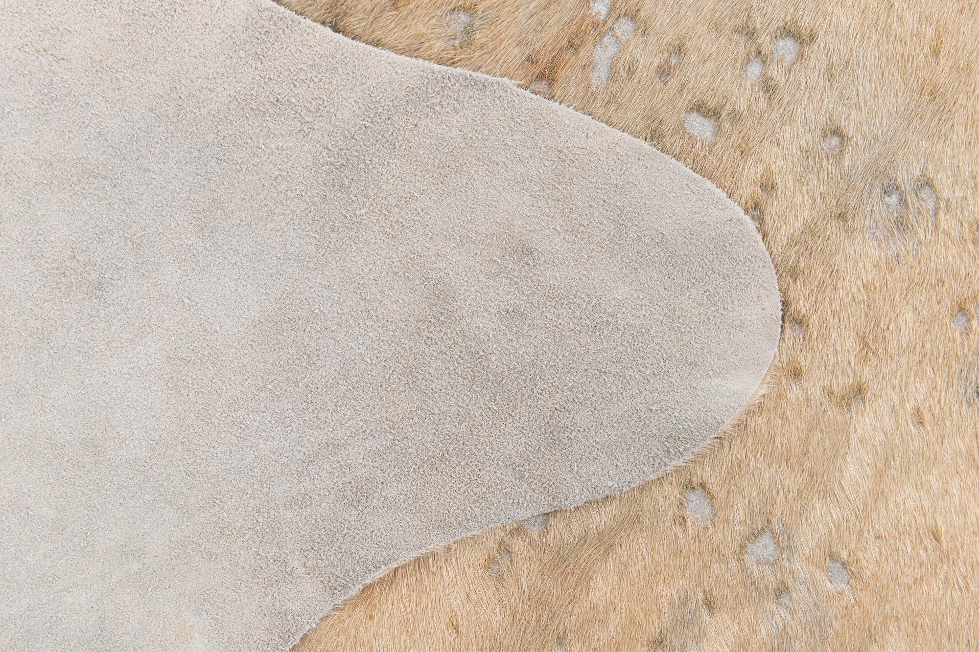 6' 3 x 7' Cowhide Leather Freeform Rug