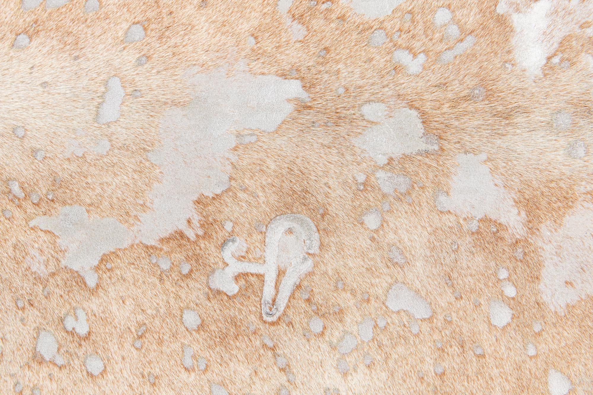 6' 8 x 7' 4 Cowhide Leather Square Rug