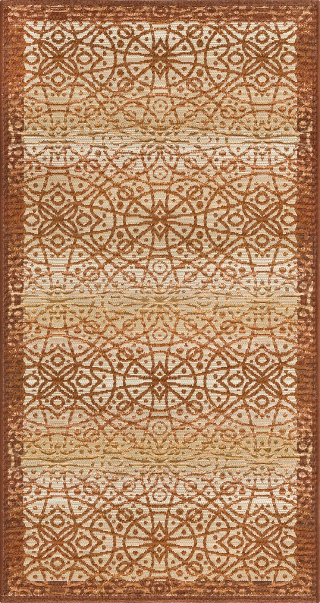 2' 7 x 5' 3  Washable Trellis Indoor / Outdoor Runner Rug