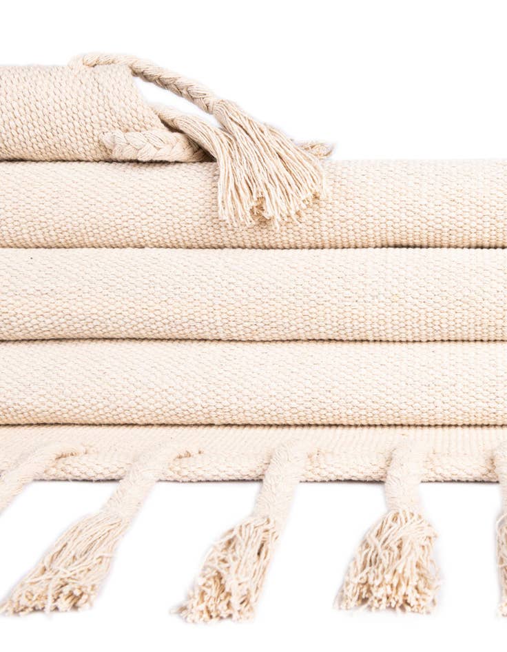 Detail image of Custom Beige and White Hand Woven Chindi Cotton Rug