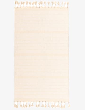 Beige and White Hand Woven Chindi Cotton Rug