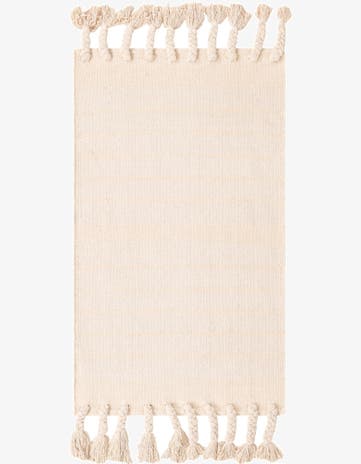 Beige and White Hand Woven Chindi Cotton Rug