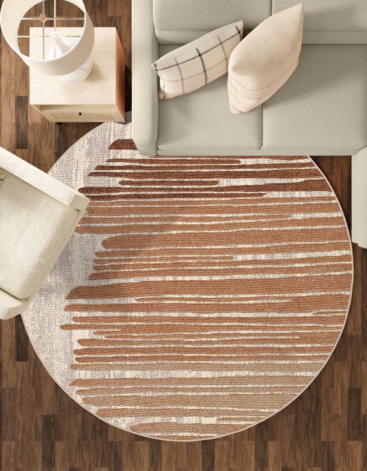 Detail image of 5' x 5'  Washable Modern Indoor / Outdoor Round Rug