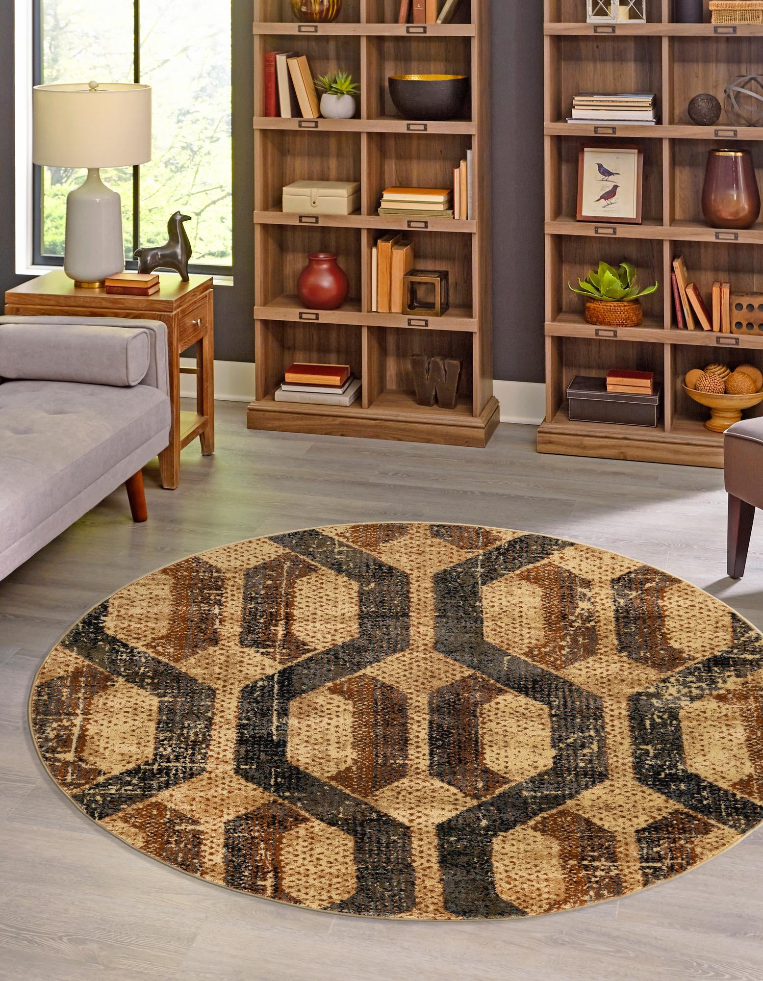 3' 3 x 3' 3 Saturn Round Rug