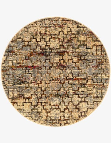 Beige Cream Saturn Round Rug