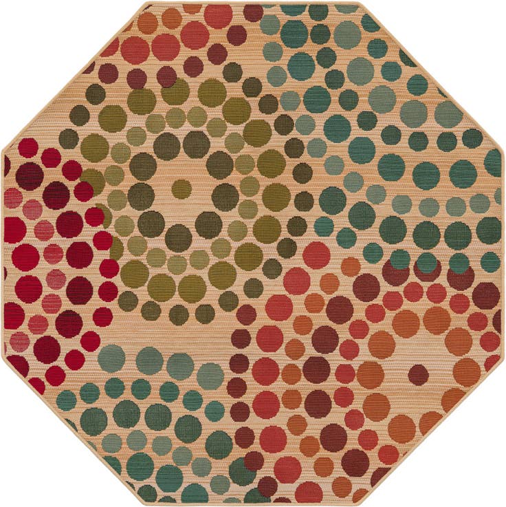 Detail image of 4' x 4' Easy-Clean Modern Indoor / Outdoor Octagon Rug