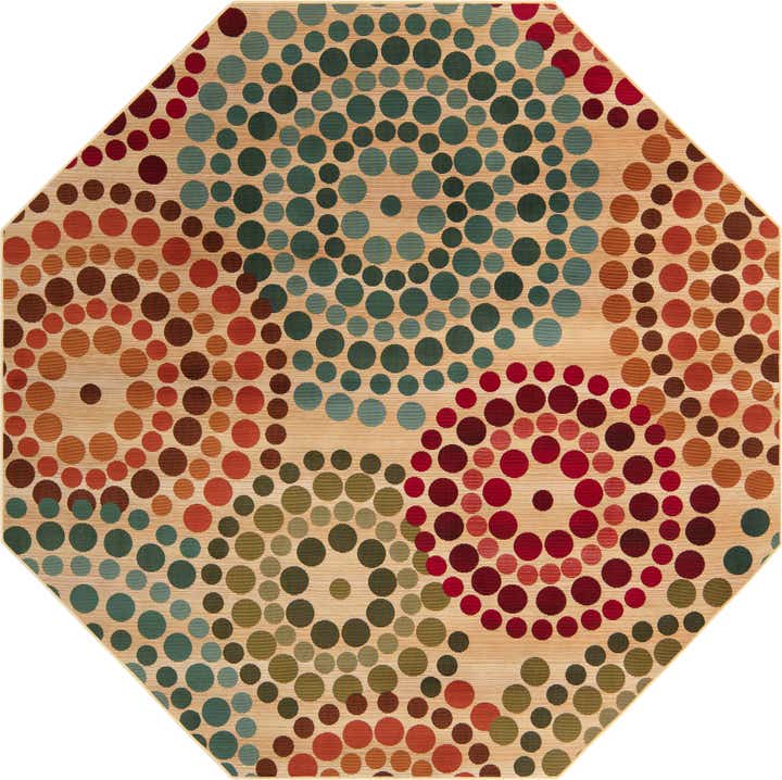 7' 10 x 7' 10 Easy-Clean Modern Indoor / Outdoor Octagon Rug