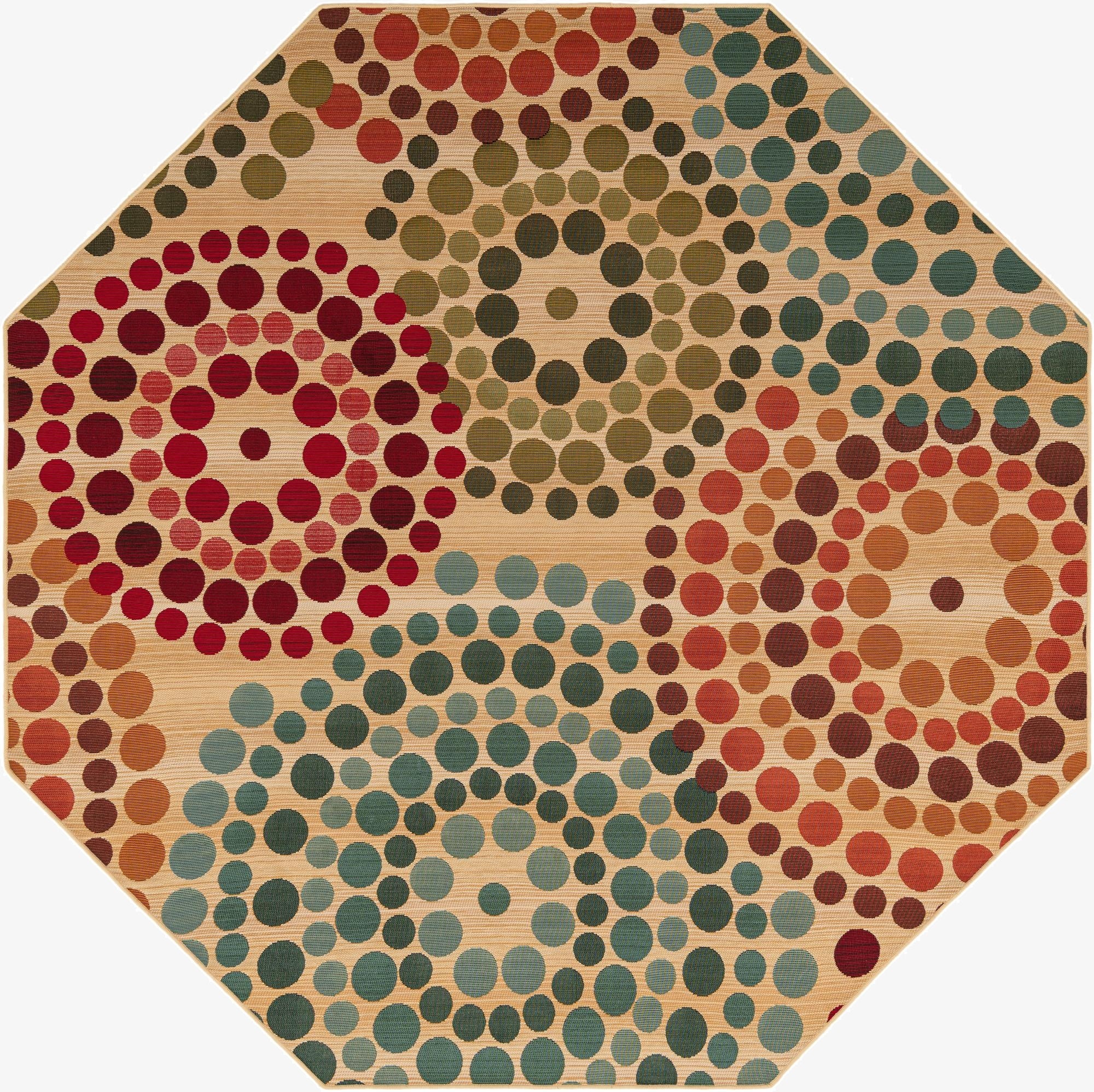 7' x 7'  Washable Modern Indoor / Outdoor Octagon Rug