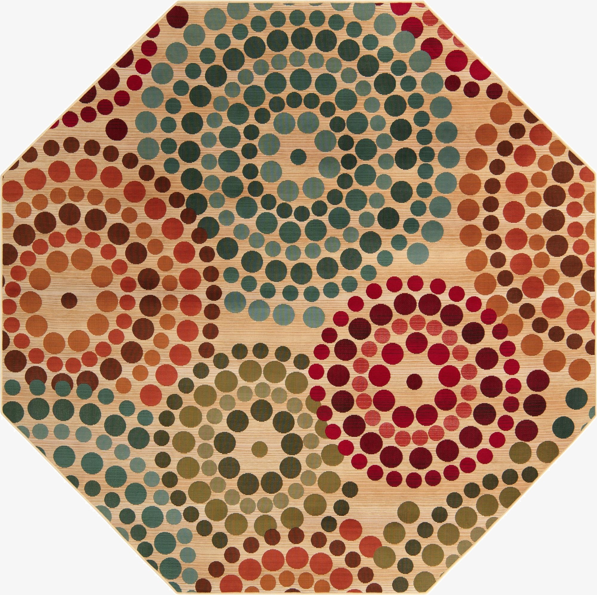 7' 10 x 7' 10  Washable Modern Indoor / Outdoor Octagon Rug