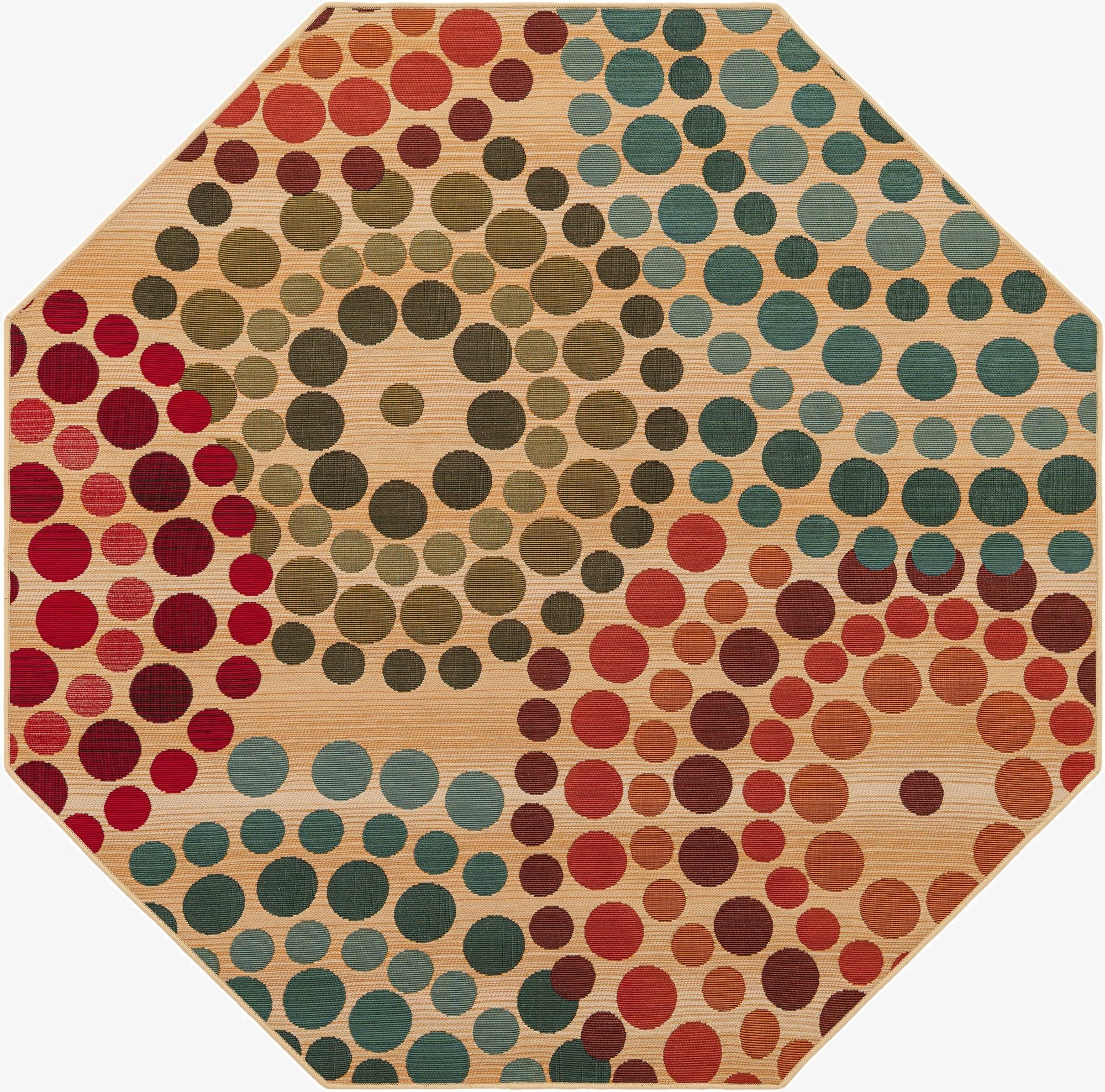5' 3 x 5' 3  Washable Modern Indoor / Outdoor Octagon Rug