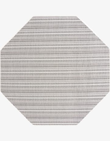 Beige Easy-Clean Ribbon Indoor / Outdoor Octagon Rug