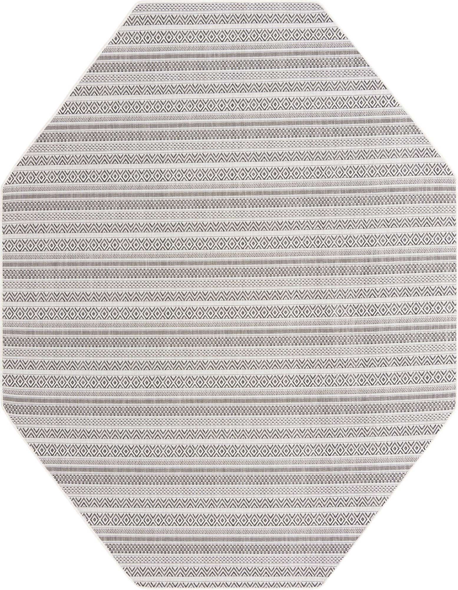 Primary image 7' 10 x 7' 10  Washable Striped Indoor / Outdoor Octagon Rug