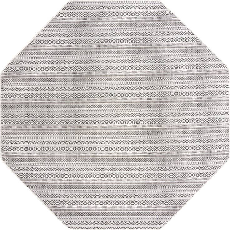 Detail image of 7' 10 x 7' 10 Easy-Clean Striped Indoor / Outdoor Octagon Rug
