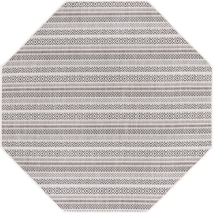 Detail image of 5' 3 x 5' 3 Easy-Clean Striped Indoor / Outdoor Octagon Rug