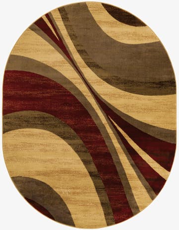 Beige Cafe Oval Rug