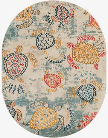 Beige Washable capri Oval Rug