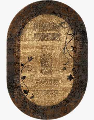 Beige Coffee Shop Oval Rug