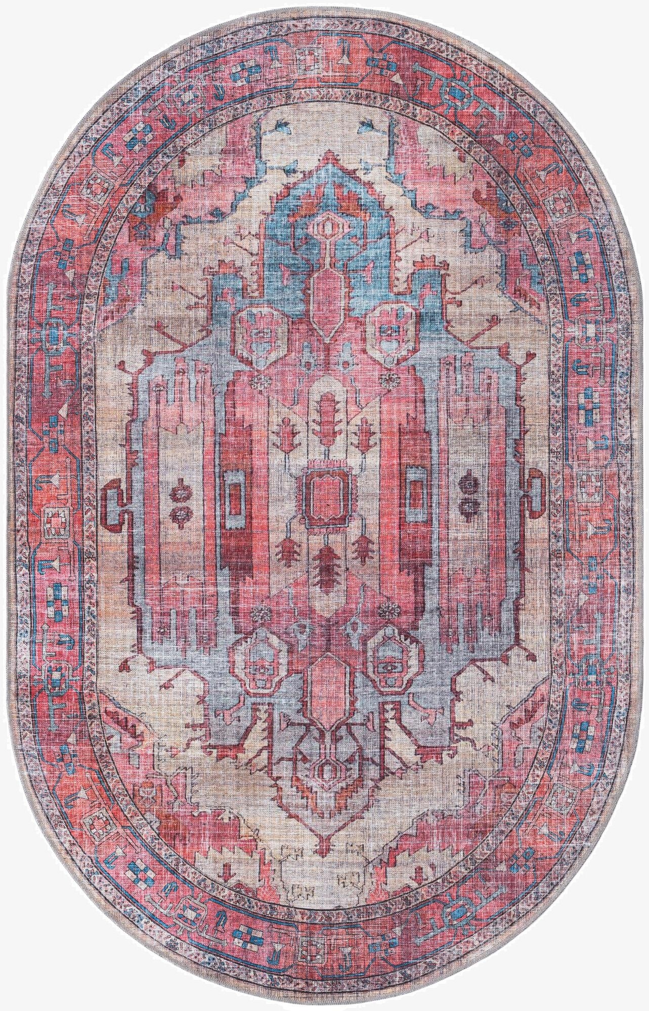 Primary image 5' 3 x 8'  Washable Maahru Oval Rug