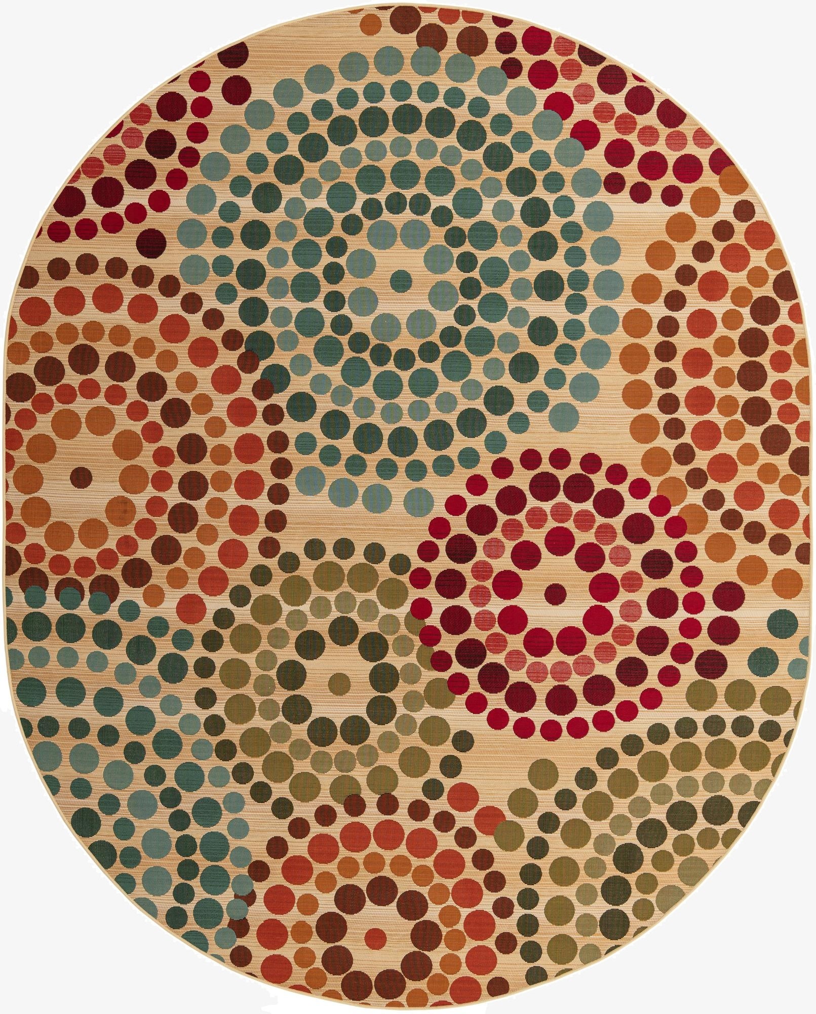 7' 10 x 10'  Washable Modern Indoor / Outdoor Oval Rug